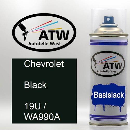 Chevrolet, Black, 19U / WA990A: 400ml Sprühdose, von ATW Autoteile West.